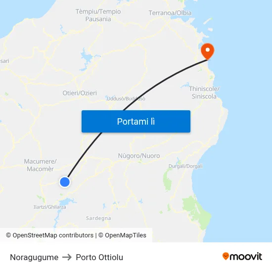 Noragugume to Porto Ottiolu map