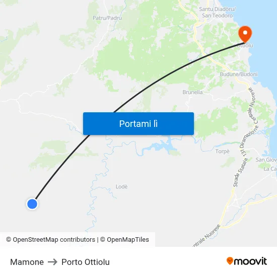 Mamone to Porto Ottiolu map