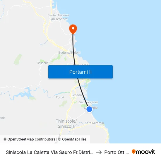 Siniscola La Caletta Via Sauro Fr.Distributore to Porto Ottiolu map