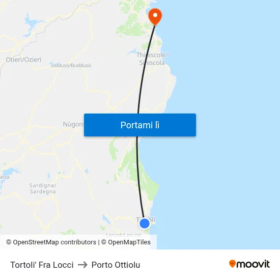 Tortoli' Fra Locci to Porto Ottiolu map