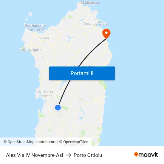 Ales Via IV Novembre-Asl to Porto Ottiolu map