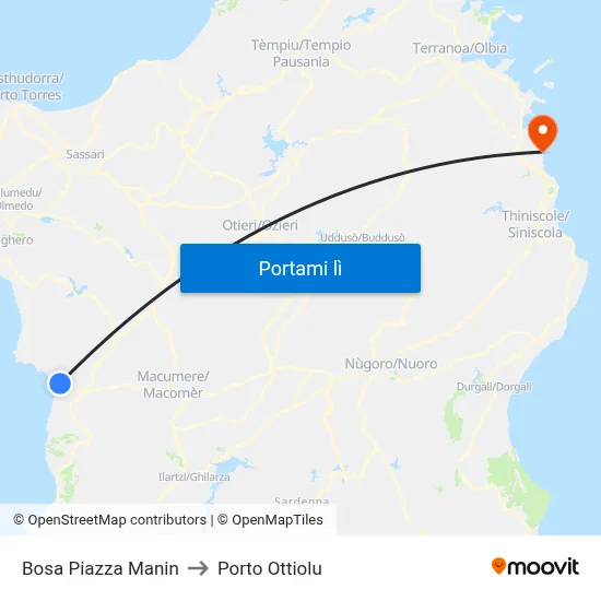Bosa Piazza Manin to Porto Ottiolu map