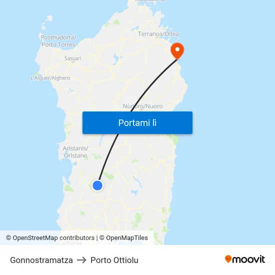 Gonnostramatza to Porto Ottiolu map