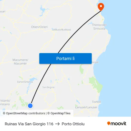 Ruinas Via San Giorgio 116 to Porto Ottiolu map