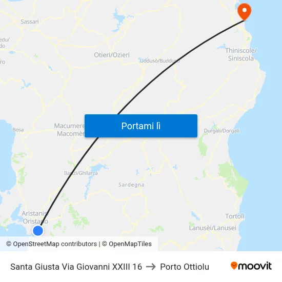 Santa Giusta Via Giovanni XXIII 16 to Porto Ottiolu map