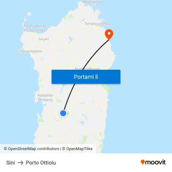 Sini to Porto Ottiolu map