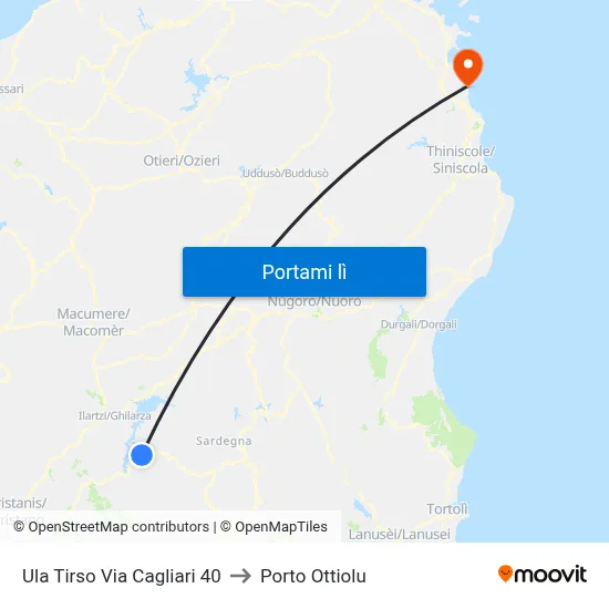 Ula Tirso Via Cagliari 40 to Porto Ottiolu map