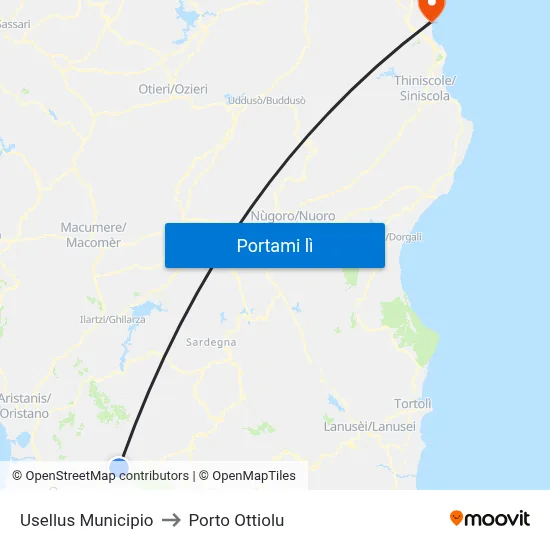 Usellus Municipio to Porto Ottiolu map