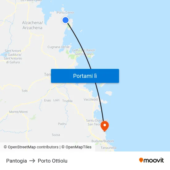 Pantogia to Porto Ottiolu map