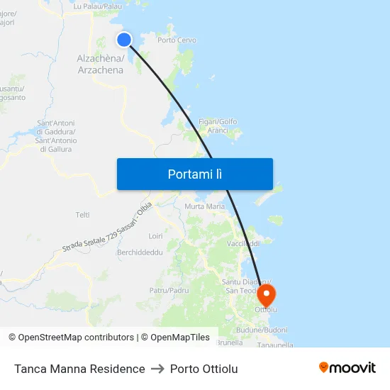 Tanca Manna Residence to Porto Ottiolu map