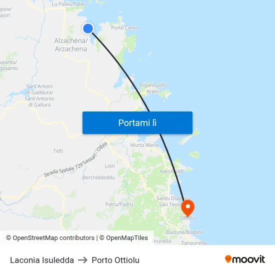 Laconia Isuledda to Porto Ottiolu map