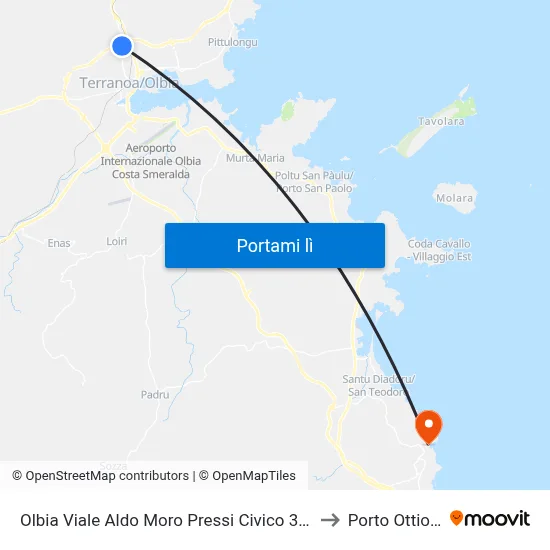 Olbia Viale Aldo Moro Pressi Civico 348 to Porto Ottiolu map