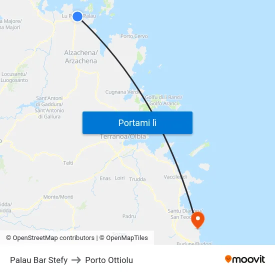 Palau Bar Stefy to Porto Ottiolu map