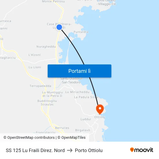 SS 125 Lu Fraili Direz. Nord to Porto Ottiolu map