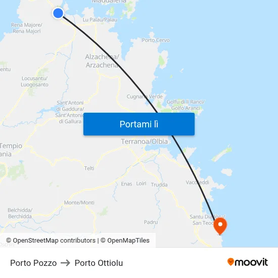 Porto Pozzo to Porto Ottiolu map