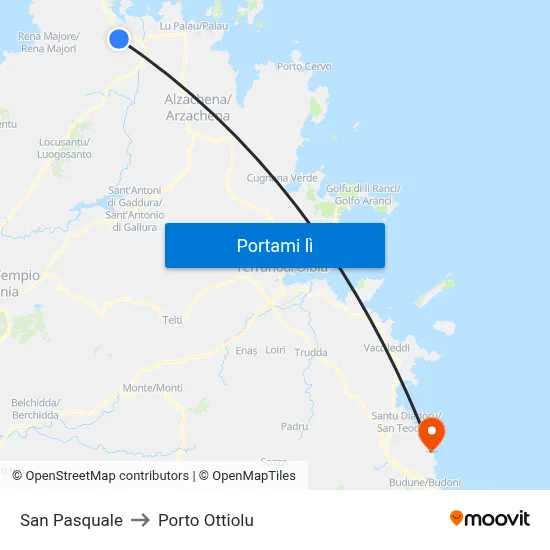 San Pasquale to Porto Ottiolu map