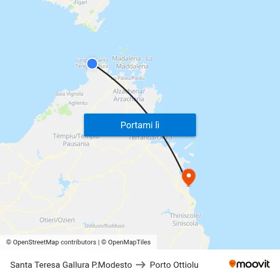 Santa Teresa Gallura P.Modesto to Porto Ottiolu map