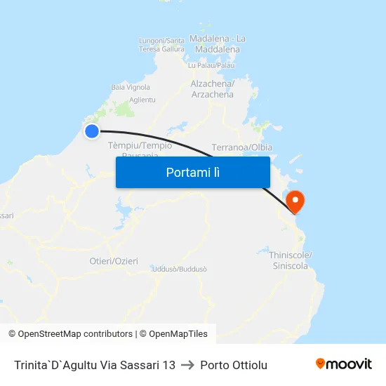 Trinita`D`Agultu Via Sassari 13 to Porto Ottiolu map