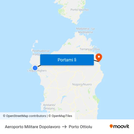 Aeroporto Militare Dopolavoro to Porto Ottiolu map