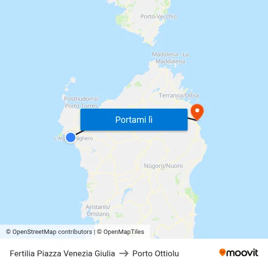 Fertilia Piazza Venezia Giulia to Porto Ottiolu map