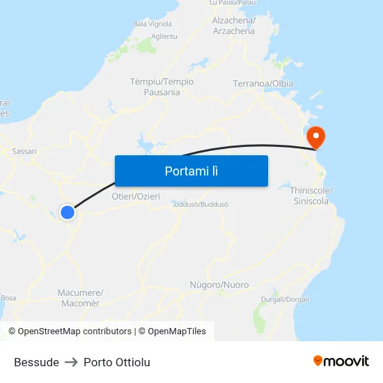 Bessude to Porto Ottiolu map