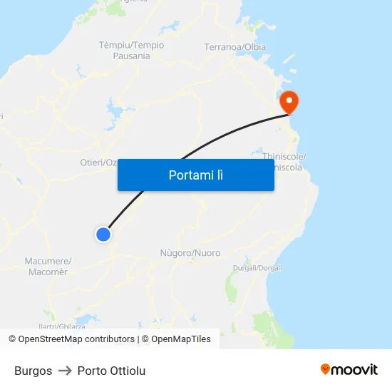 Burgos to Porto Ottiolu map