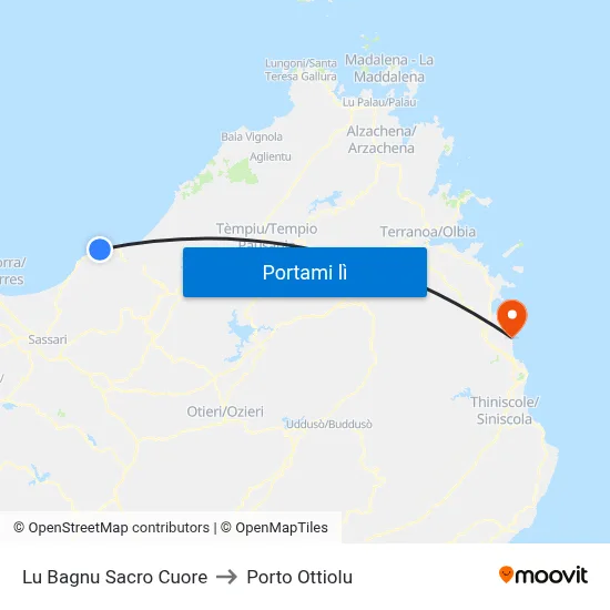 Lu Bagnu Sacro Cuore to Porto Ottiolu map