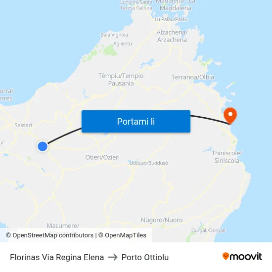 Florinas Via Regina Elena to Porto Ottiolu map