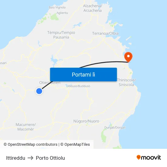 Ittireddu to Porto Ottiolu map