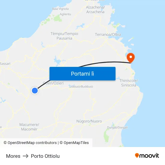 Mores to Porto Ottiolu map