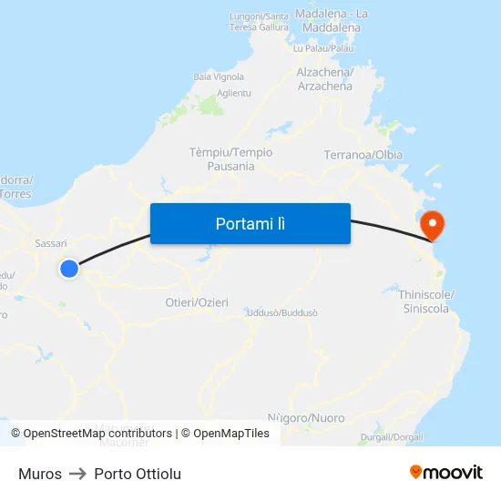 Muros to Porto Ottiolu map