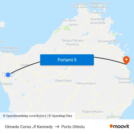 Olmedo Corso Jf Kennedy to Porto Ottiolu map