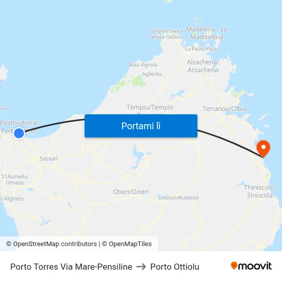 Porto Torres Via Mare-Pensiline to Porto Ottiolu map
