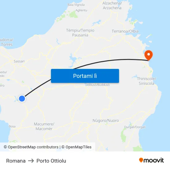 Romana to Porto Ottiolu map