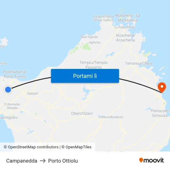 Campanedda to Porto Ottiolu map