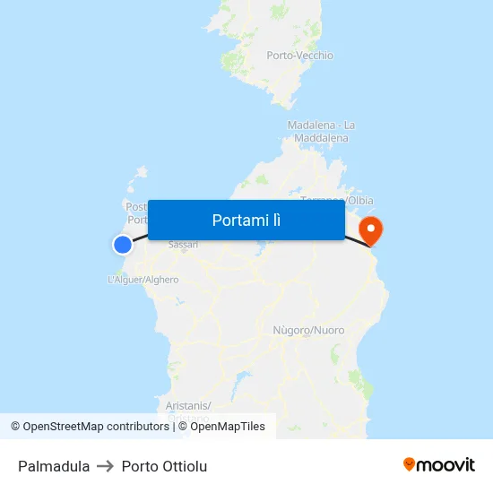 Palmadula to Porto Ottiolu map