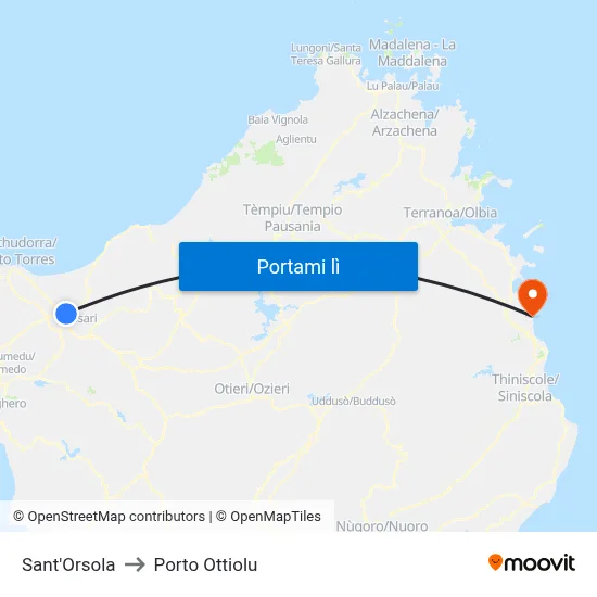 Sant'Orsola to Porto Ottiolu map