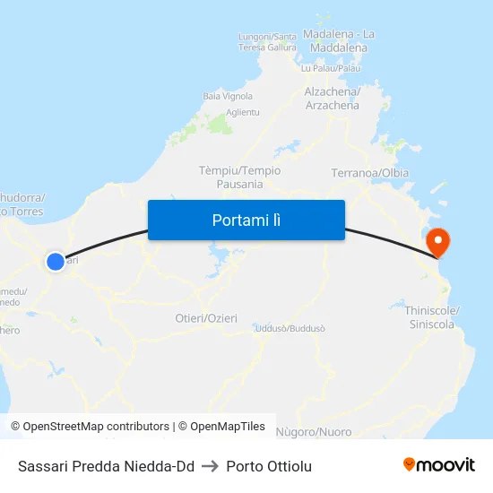 Sassari Predda Niedda-Dd to Porto Ottiolu map