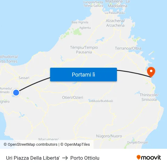 Uri Piazza Della Liberta' to Porto Ottiolu map