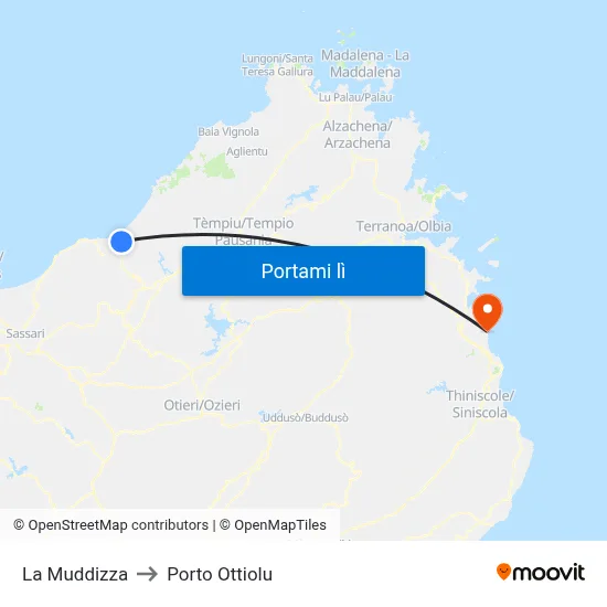 La Muddizza to Porto Ottiolu map