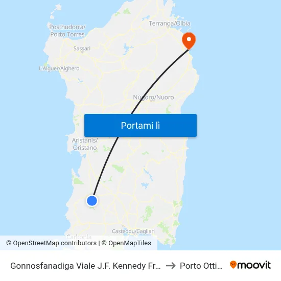Gonnosfanadiga Viale J.F. Kennedy Fr.125 to Porto Ottiolu map