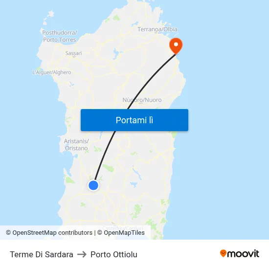 Terme Di Sardara to Porto Ottiolu map