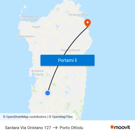 Sardara Via Oristano 127 to Porto Ottiolu map