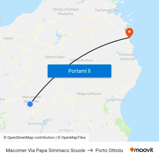 Macomer Via Papa Simmaco Scuole to Porto Ottiolu map
