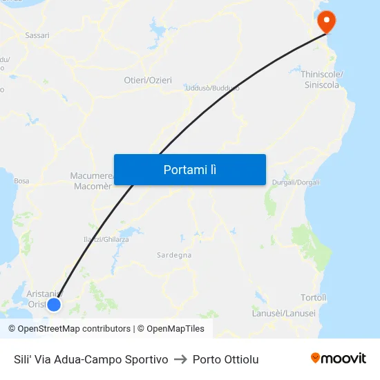 Sili' Via Adua-Campo Sportivo to Porto Ottiolu map