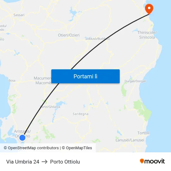 Via Umbria 24 to Porto Ottiolu map