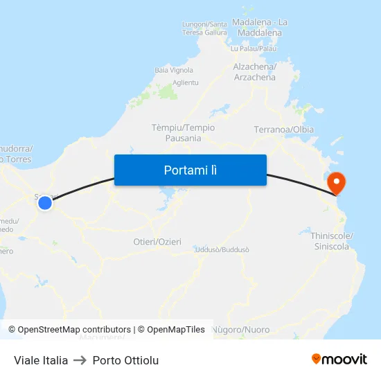 Viale Italia to Porto Ottiolu map