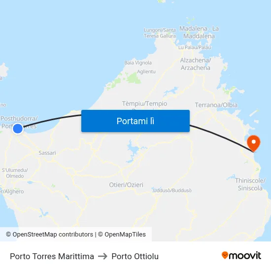 Porto Torres Marittima to Porto Ottiolu map