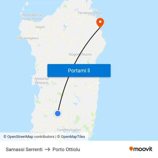 Samassi Serrenti to Porto Ottiolu map