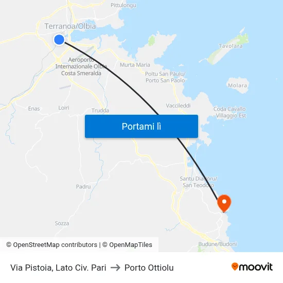 Via Pistoia, Lato Civ. Pari to Porto Ottiolu map